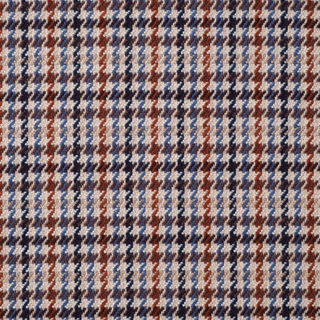 Gewebter Karo Viskosemix doppellagig rostorange blau beige
